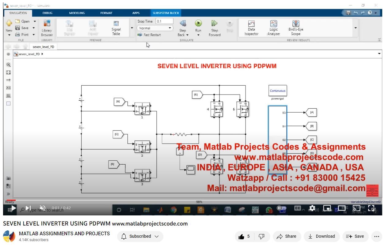 Seven Level Inverter Using Pdpwm | MATLAB Project