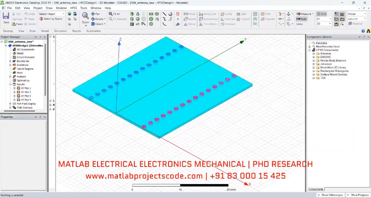 Siw Waveguide Using Hfss Antenna project simulation thumbnail for Electromagnetics and RF Engineering