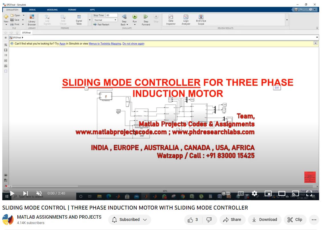 Sliding Mode Control _ Three Phase Induction Motor With Sliding Mode Controller project simulation thumbnail for Mechanical, EV and Mechatronics Engineering