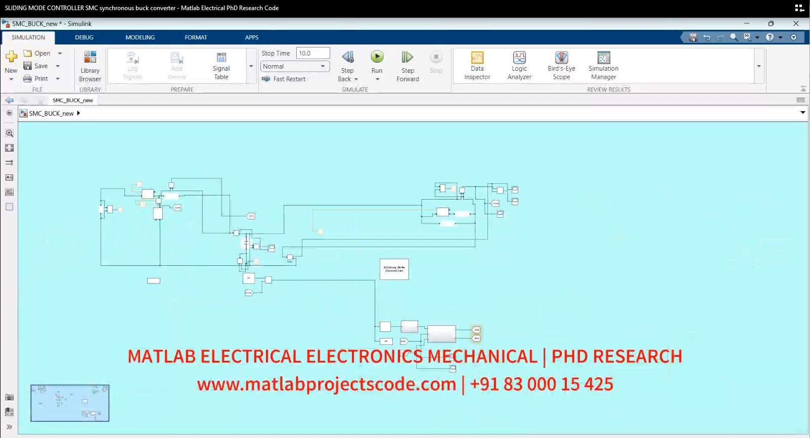 Sliding Mode Controller Smc Synchronous Buck Converter - Matlab Electrical Phd Research Code project simulation thumbnail for Power Electronics Engineering