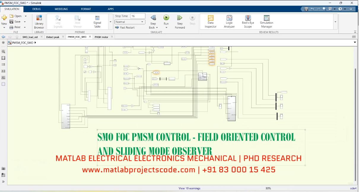 Smo Foc Pmsm Control - Field Oriented Control And Sliding Mode Observer project simulation thumbnail for Mechanical, EV and Mechatronics Engineering