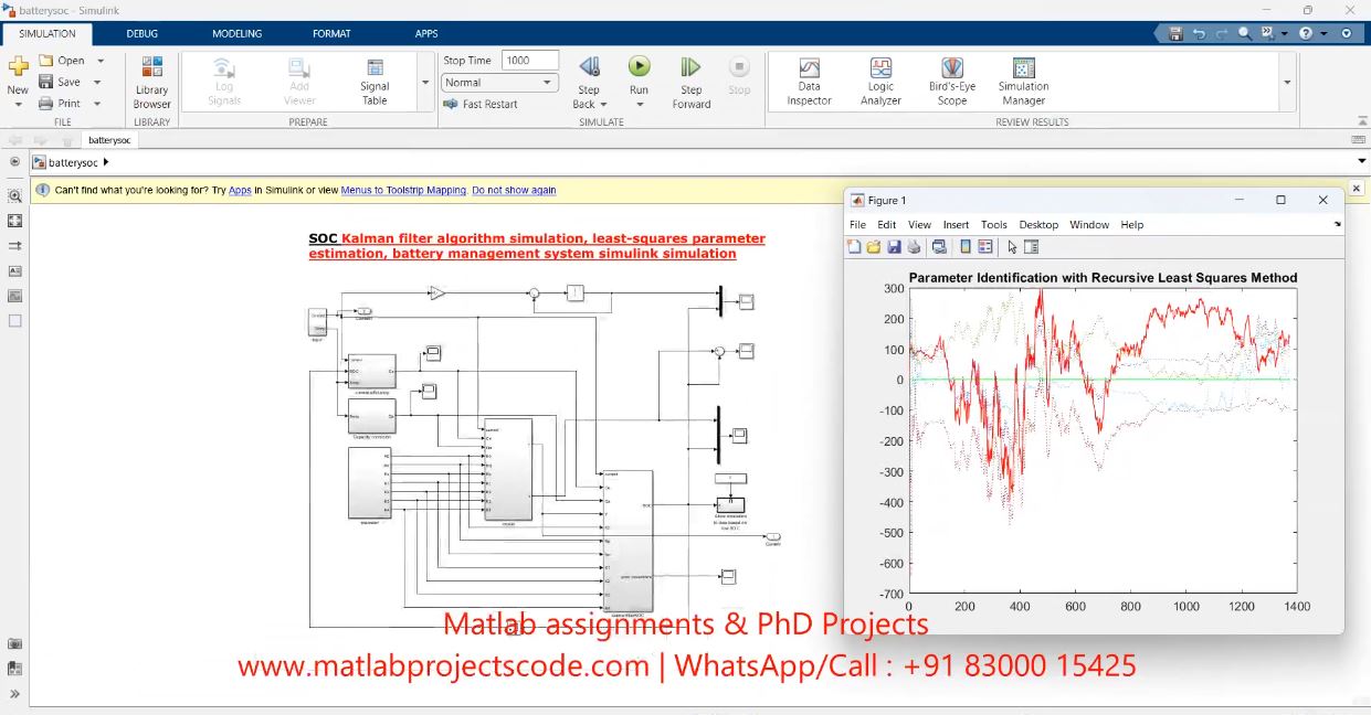 Soc Kalman Filter Algorithm Simulation Least-Squares Parameter Estimation Battery Management System Simulink Simulation project thumbnail image