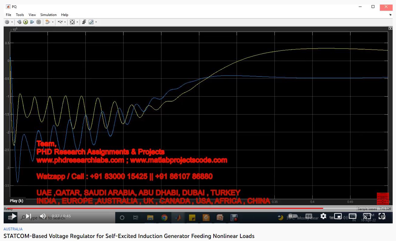 STATCOM-based Voltage Regulator for Self-Excited Induction Generator Feeding Nonlinear Loads project simulation thumbnail for Power Electronics Engineering