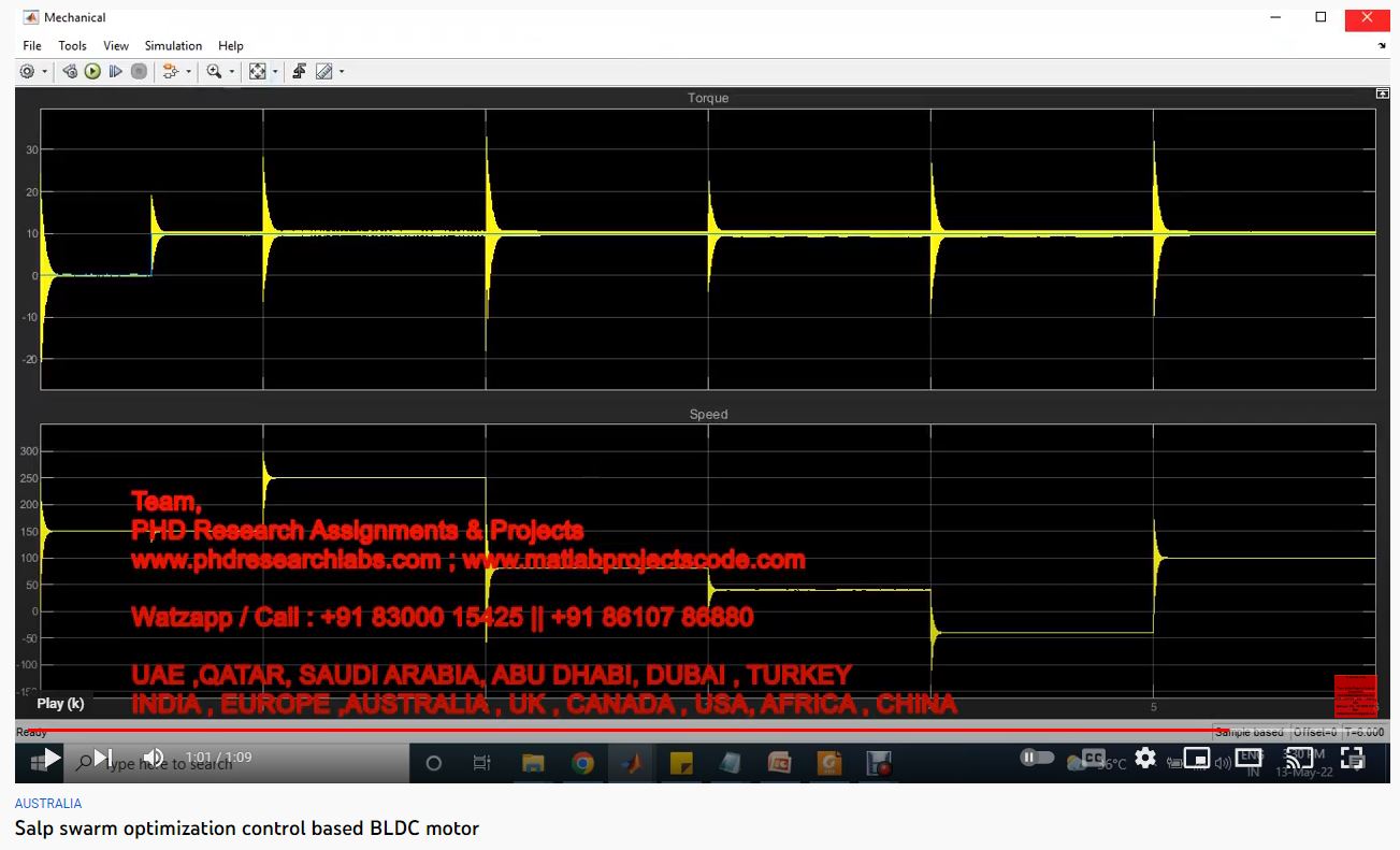 Salp Swarm Optimization Control based BLDC Motor project simulation thumbnail for Mechanical, EV and Mechatronics Engineering
