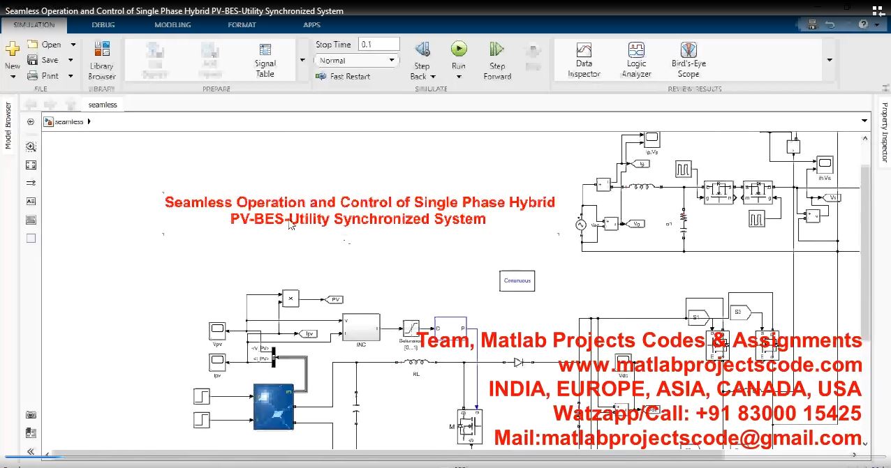 Seamless Operation And Control Of Single Phase Hybrid Pv-Bes-Utility Synchronized System project simulation thumbnail for Renewable Energy Engineering