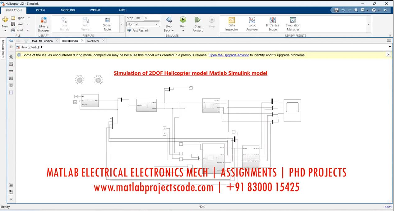 Simulation Of 2Dof Helicopter Model Matlab Simulink Model project simulation thumbnail for Mechanical, EV and Mechatronics Engineering