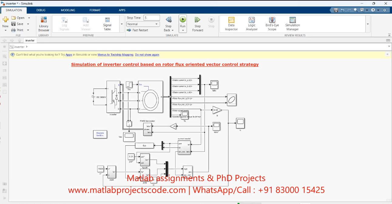 Simulation Of Inverter Control Based On Rotor Flux Oriented Vector Control Strategy Fovc Control Matlab Simulink project simulation thumbnail for Power Electronics Engineering