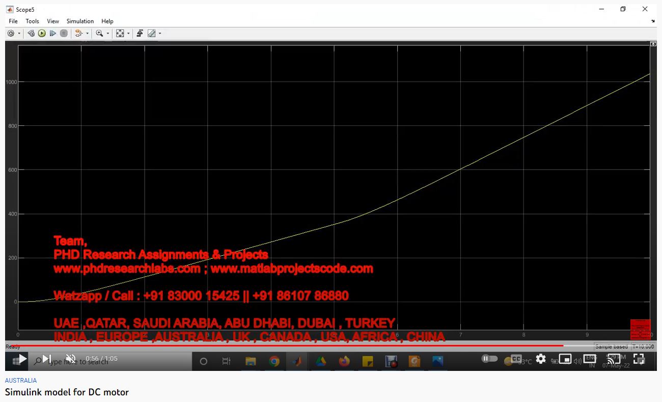SIMULINK Model for DC Motor project simulation thumbnail for Mechanical, EV and Mechatronics Engineering