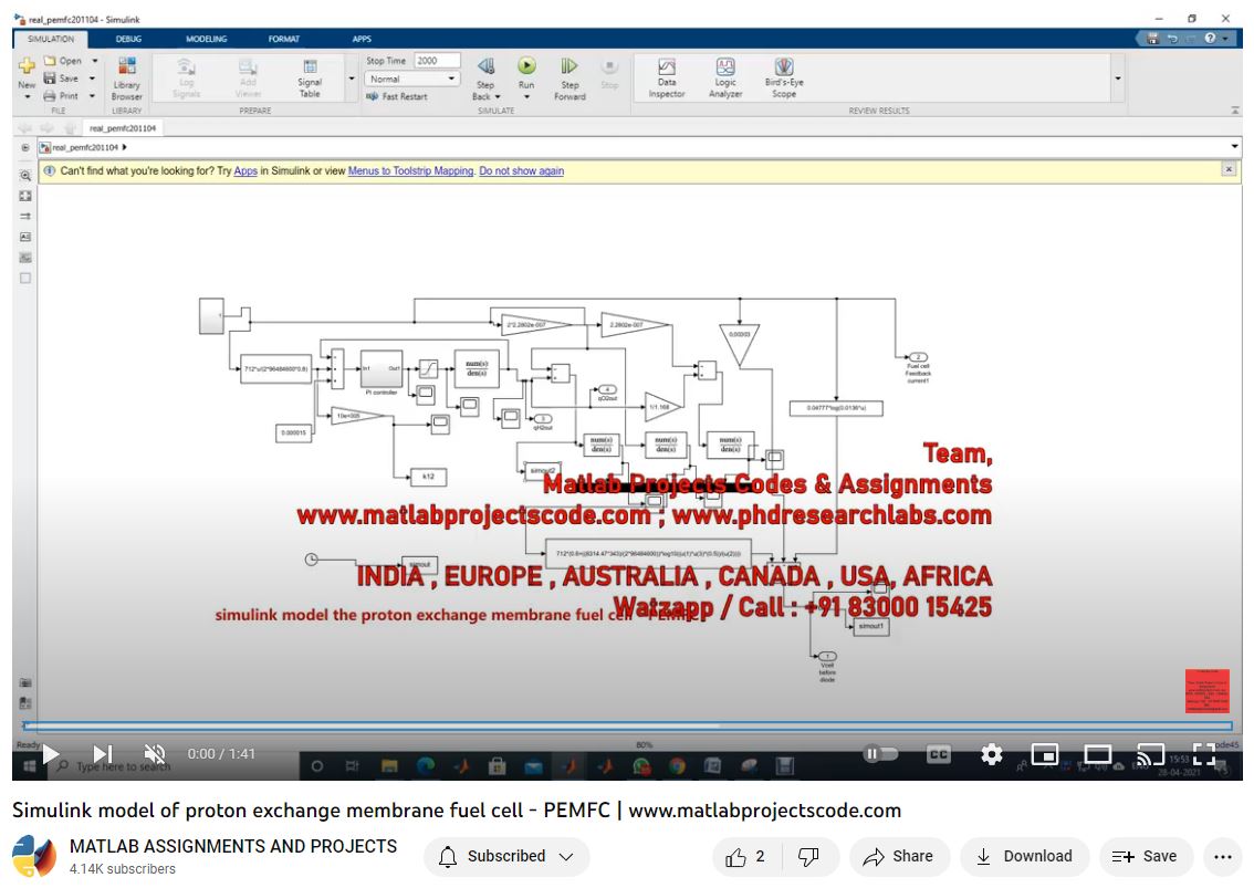 Simulink Model Of Proton Exchange Membrane Fuel Cell - Pemfc project simulation thumbnail for Renewable Energy Engineering