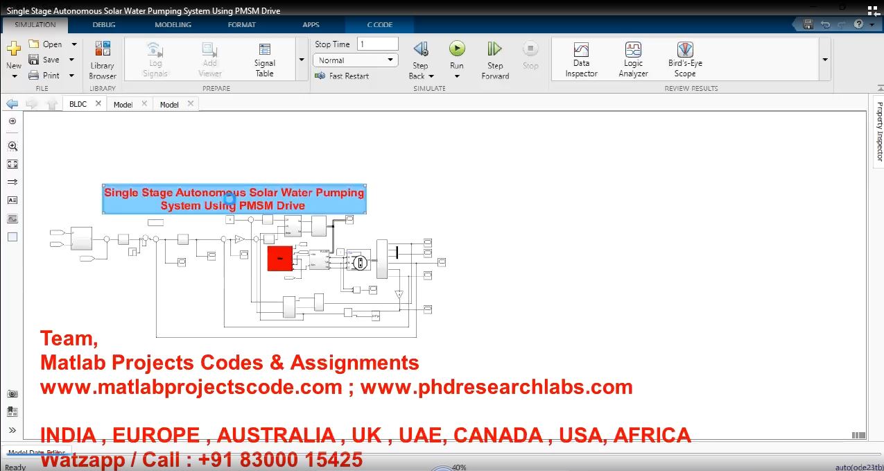 Single Stage Autonomous Solar Water Pumping System Using Pmsm Drive project simulation thumbnail for Renewable Energy Engineering