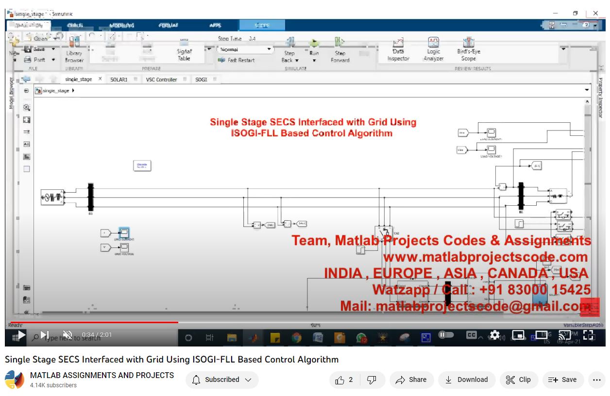 Single Stage Secs Interfaced With Grid Using Isogi-Fll Based Control Algorithm project simulation thumbnail for Control Systems Engineering
