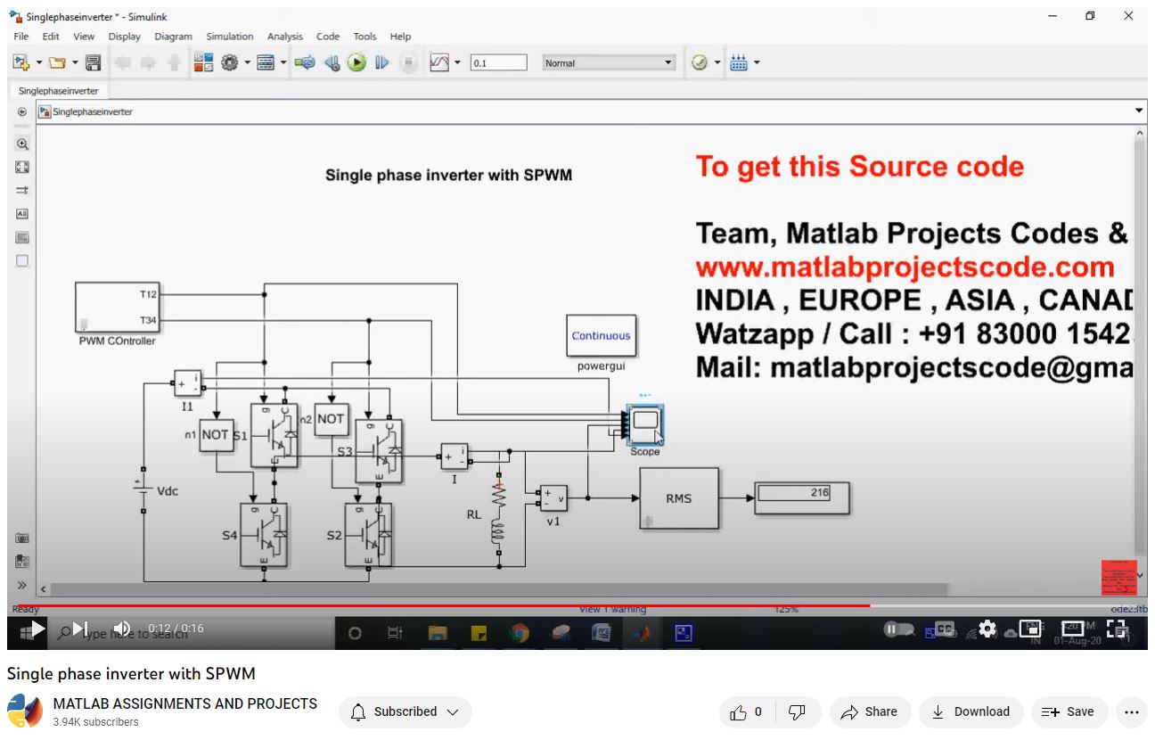 Single Phase Inverter With Spwm project simulation thumbnail for Power Electronics Engineering