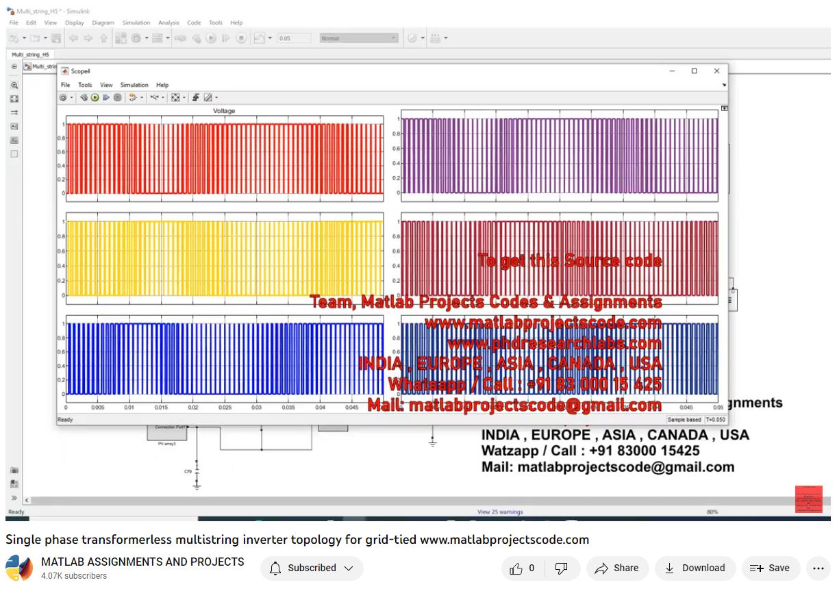 Single Phase Transformerless Multistring Inverter Topology For Grid-Tied-Matlab Simulink-Electrical Assignments-Projects-Phd Research project simulation thumbnail for Power Electronics Engineering