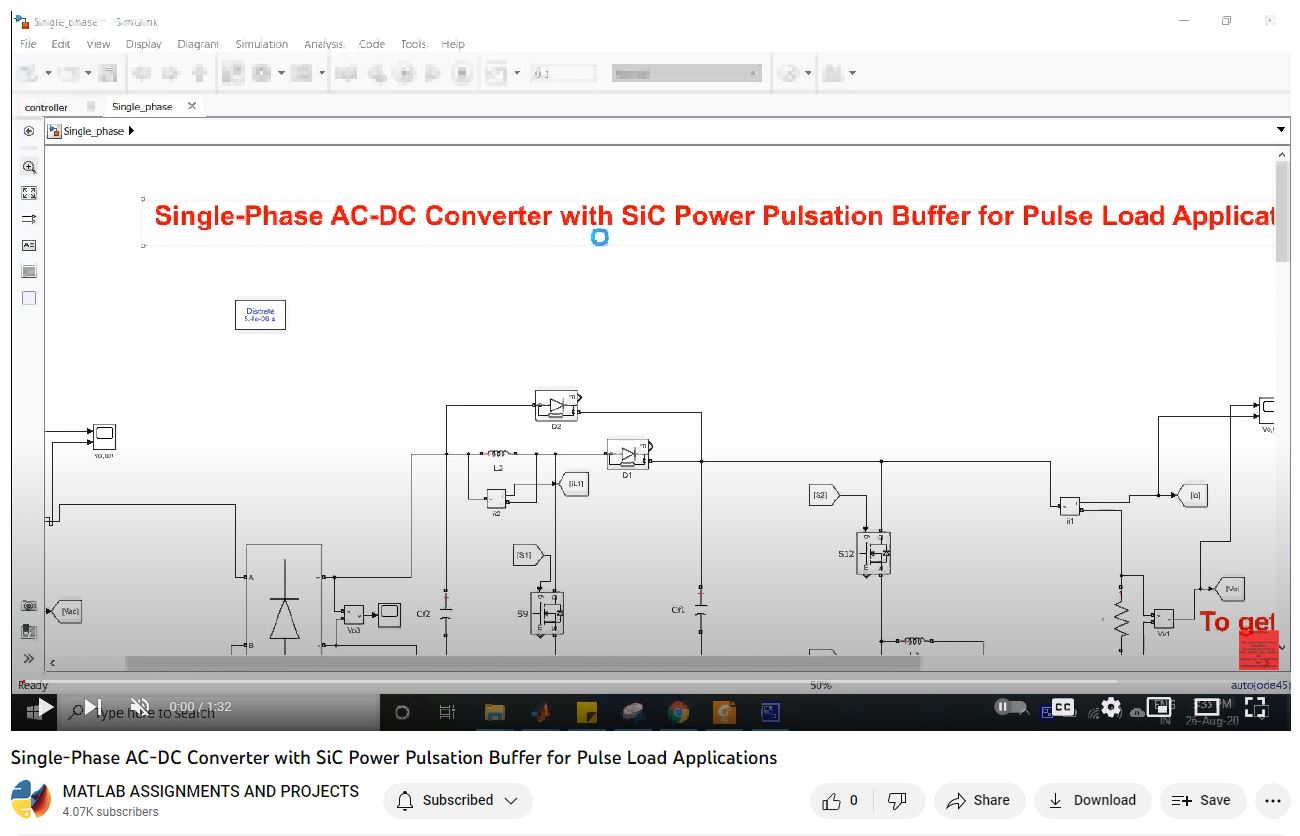 Single-Phase Ac-Dc Converter With Sic Power Pulsation Buffer For Pulse Load Applications-Matlab Simulink-Electrical Assignments-Projects-Phd Research project simulation thumbnail for Renewable Energy Engineering