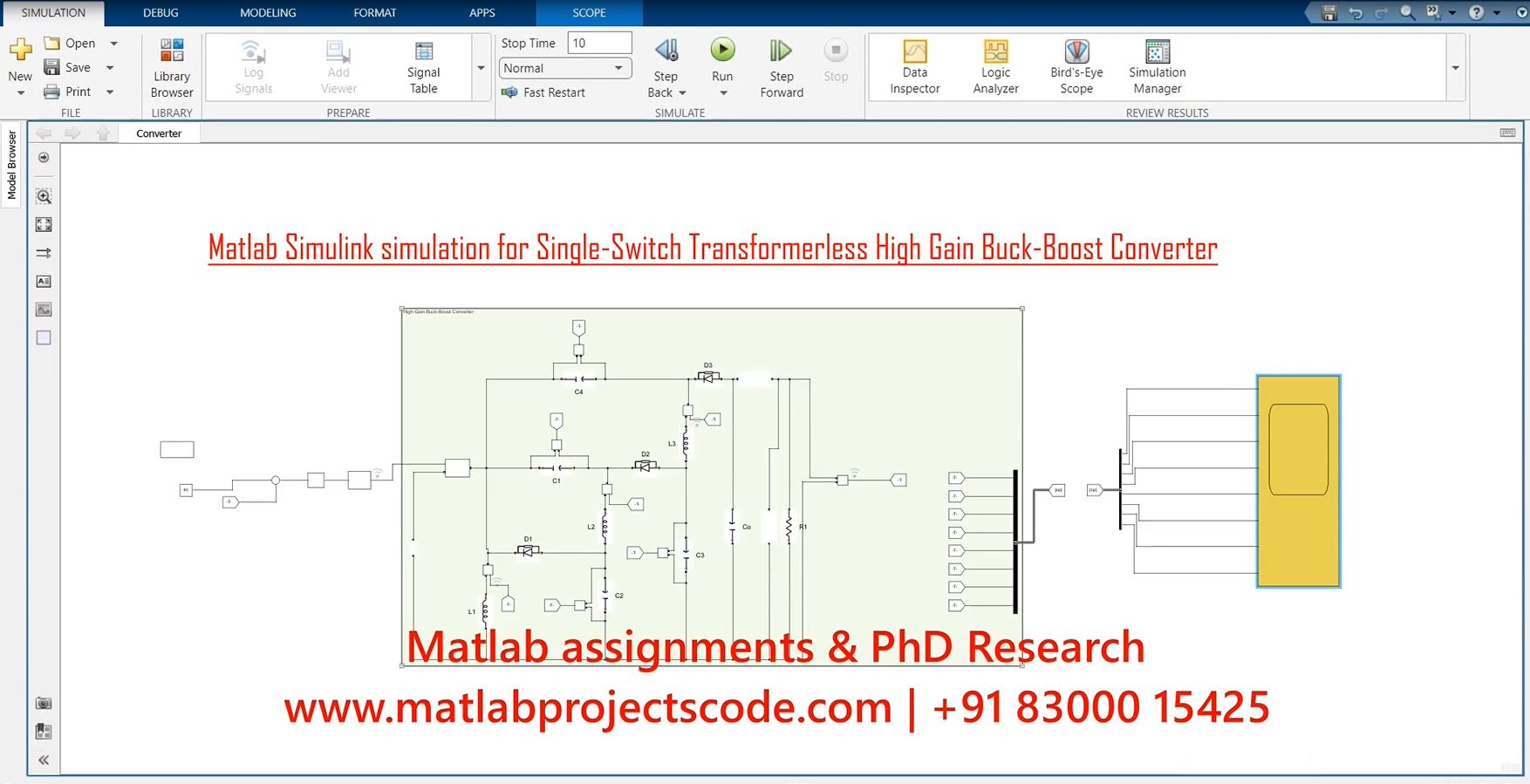 Single-Switch Transformerless High Gain Buck-Boost Converter-Electrical project simulation thumbnail for Power Electronics Engineering