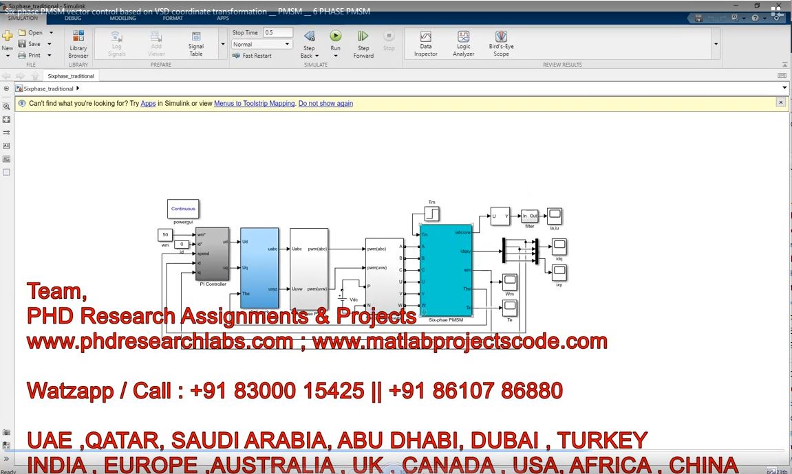 Six Phase Pmsm Vector Control Based On Vsd Coordinate Transformation __ Pmsm __ 6 Phase Pmsm project simulation thumbnail for Mechanical, EV and Mechatronics Engineering