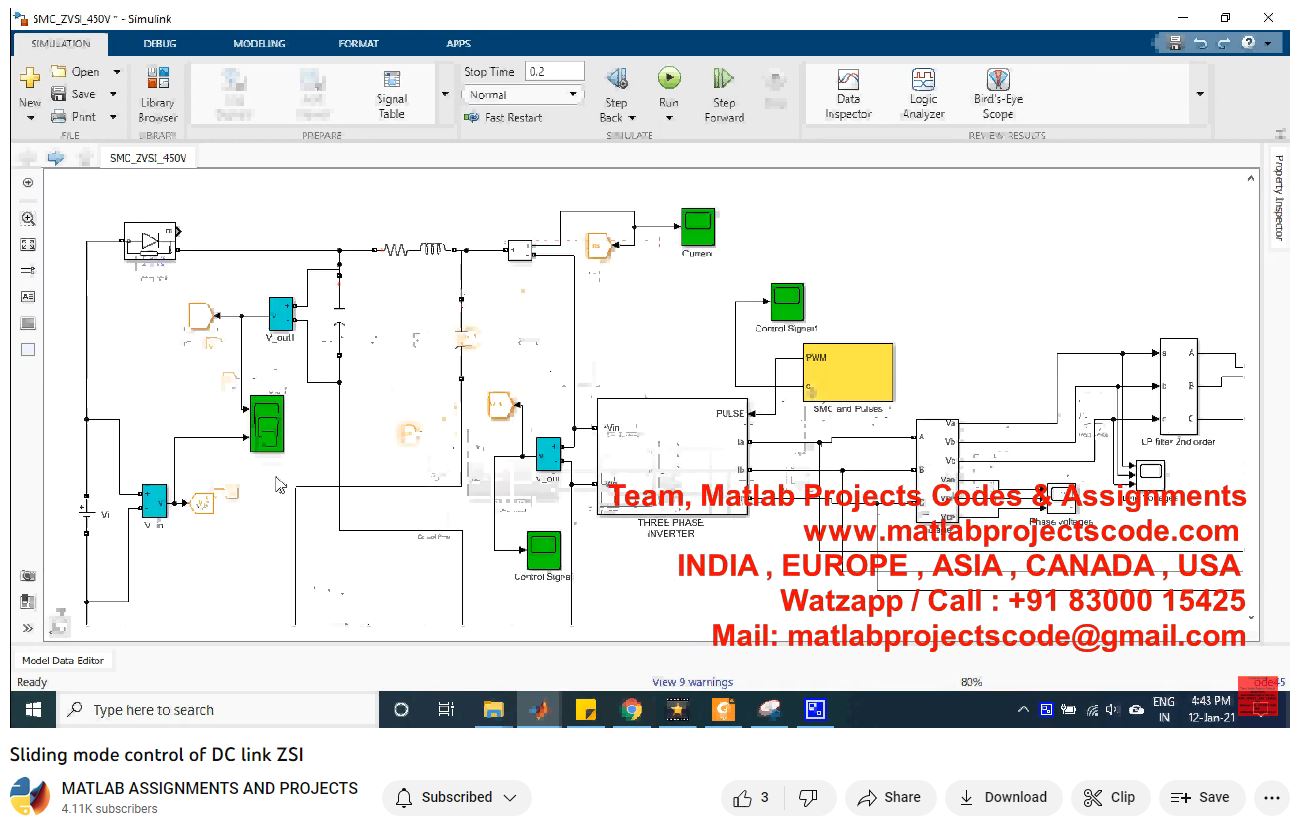 Sliding Mode Control Of Dc Link Zsi-Matlab Simulink-Electrical Assignments-Projects-Phd Research project simulation thumbnail for Control Systems Engineering