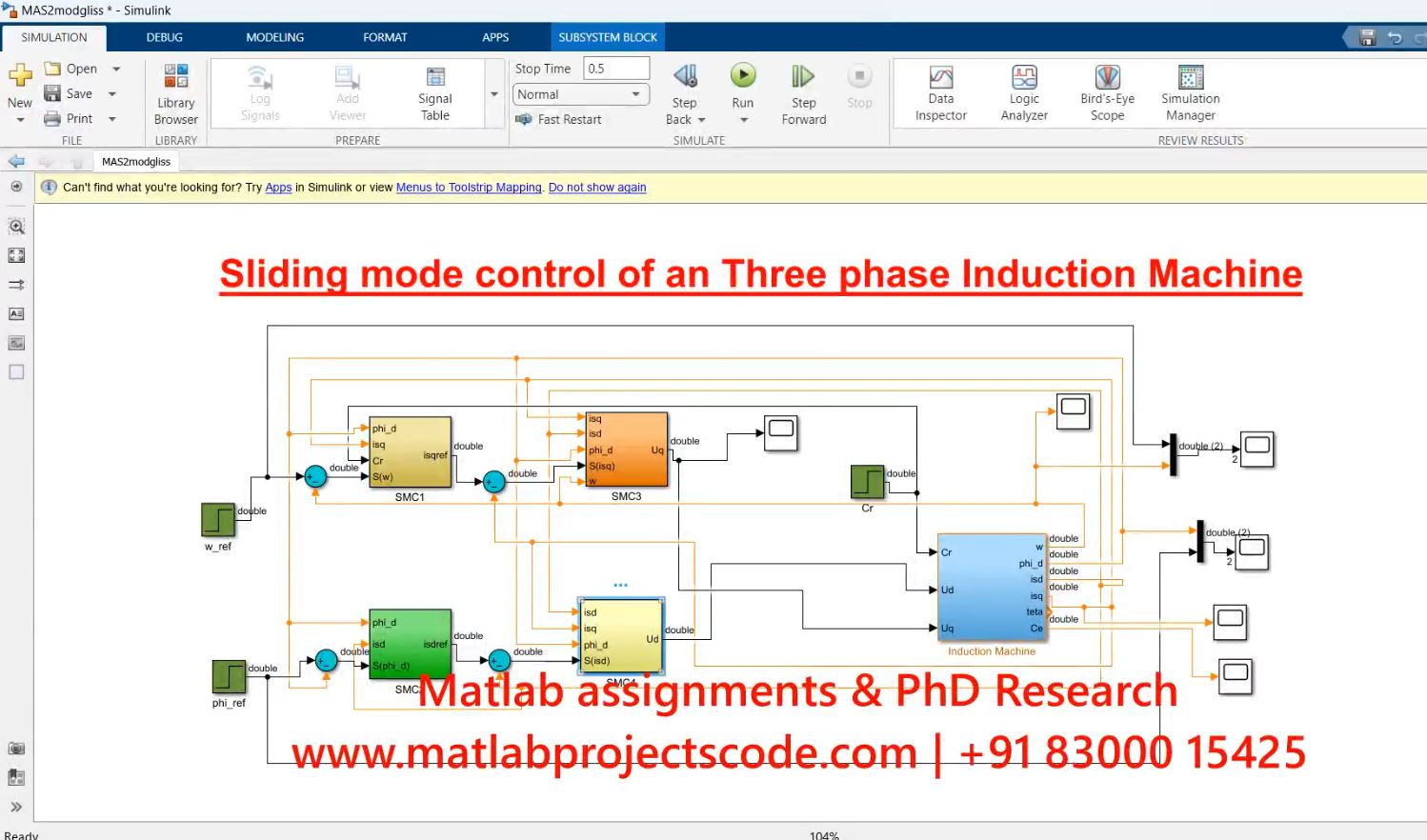 Sliding Mode Control Of An Three Phase Induction Machine Matlab Simulink-Electrical project simulation thumbnail for Mechanical, EV and Mechatronics Engineering