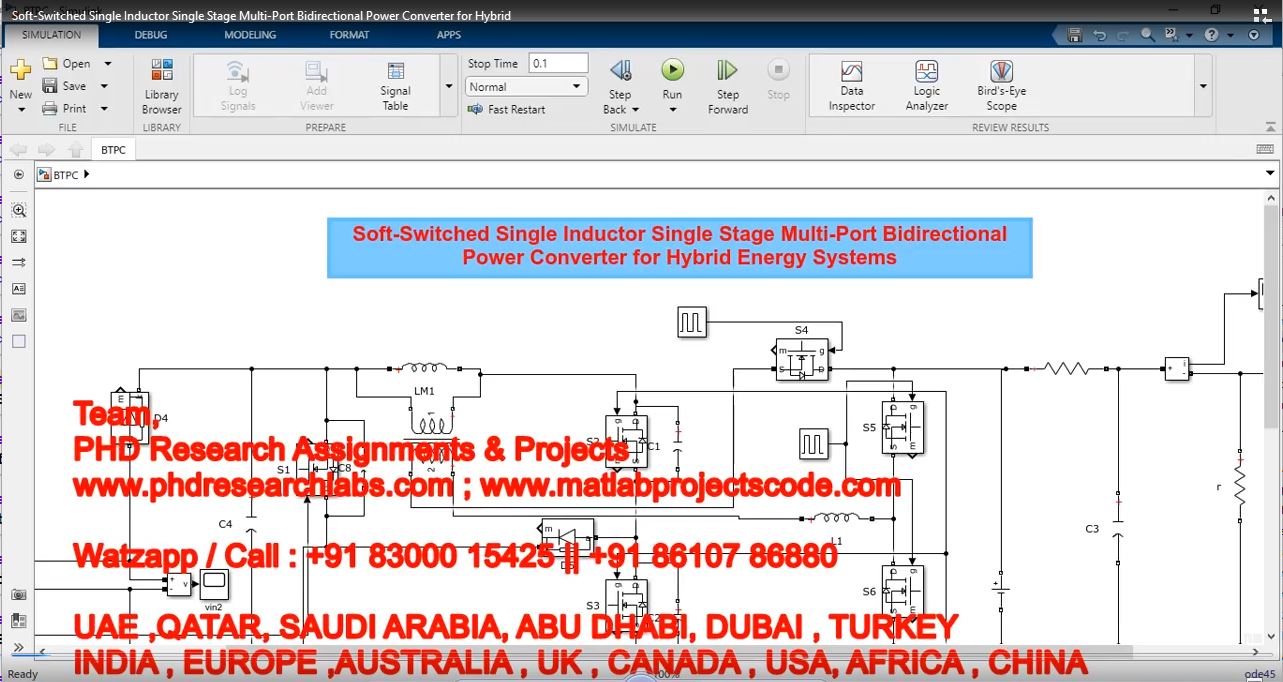 Soft-Switched Single Inductor Single Stage Multi-Port Bidirectional Power Converter For Hybrid project simulation thumbnail for Renewable Energy Engineering