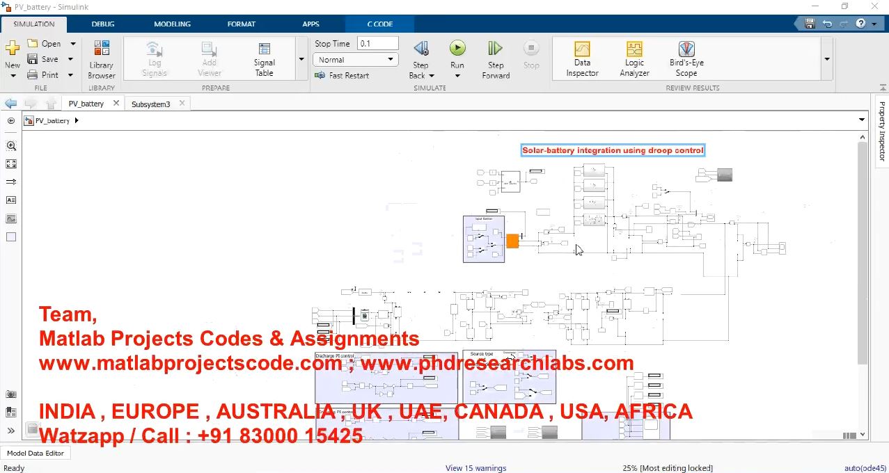 Solar-Battery Integrated Using Droop Control project simulation thumbnail for Renewable Energy Engineering