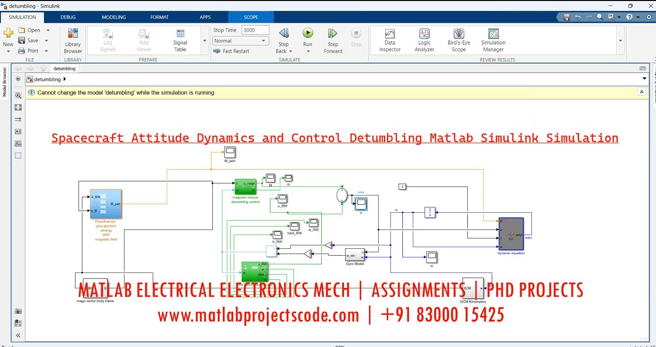 Spacecraft Attitude Dynamics And Control Detumbling Matlab Simulink Simulation project simulation thumbnail for Mechanical, EV and Mechatronics Engineering