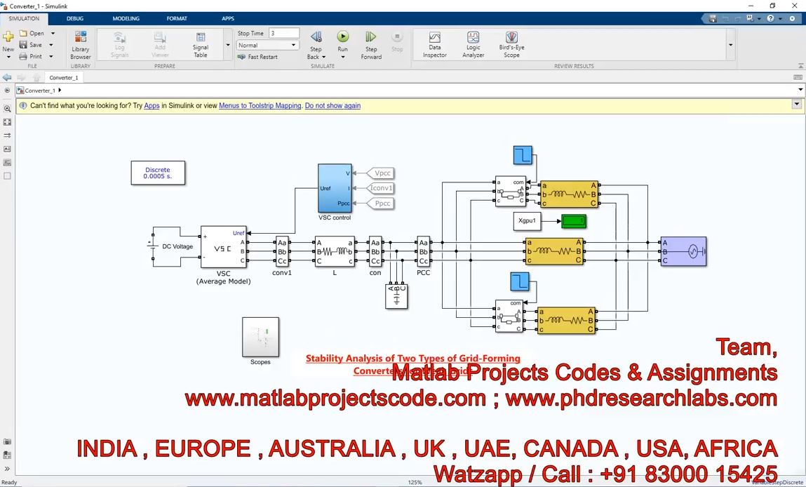 Stability Analysis Of Two Types Of Grid-Forming Converters For Weak Grids __ Grid Forming __ Simulink project simulation thumbnail for Renewable Energy Engineering