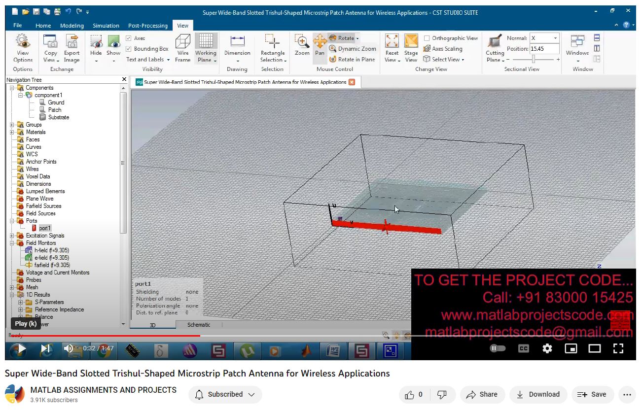 Super Wide-Band Slotted Trishul-Shaped Microstrip Patch Antenna For Wireless Applications project simulation thumbnail for Electromagnetics and RF Engineering