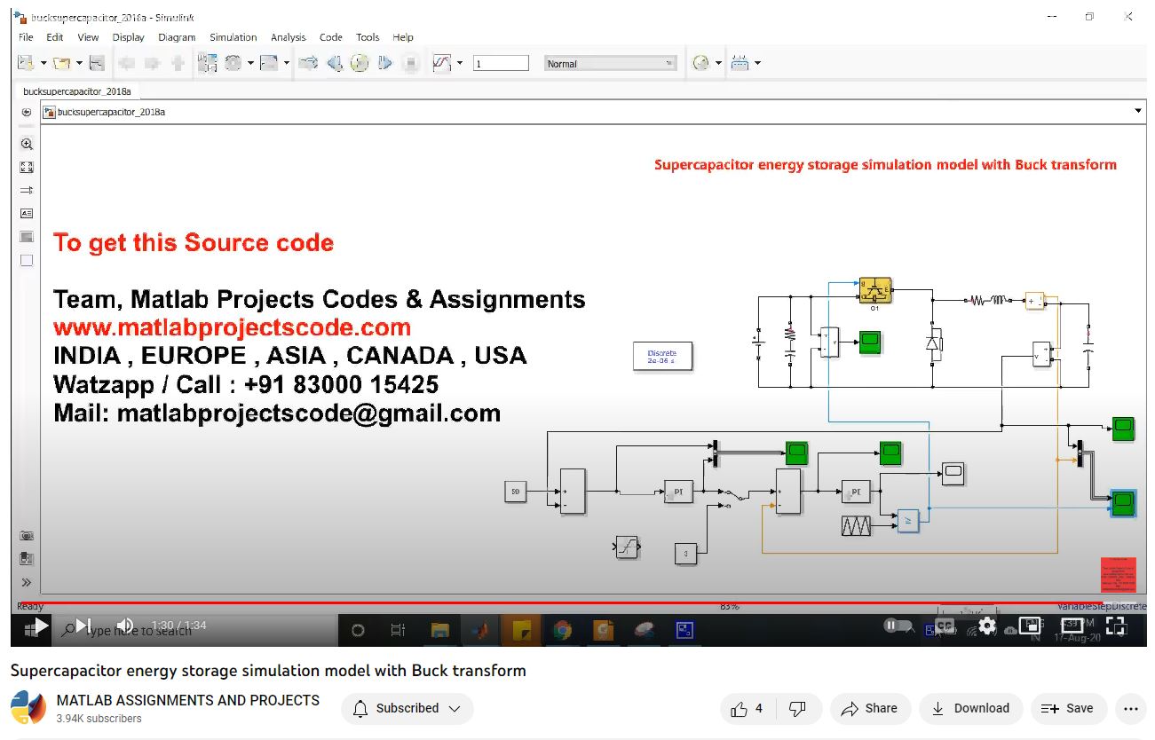 Supercapacitor Energy Storage Simulation | MATLAB Project
