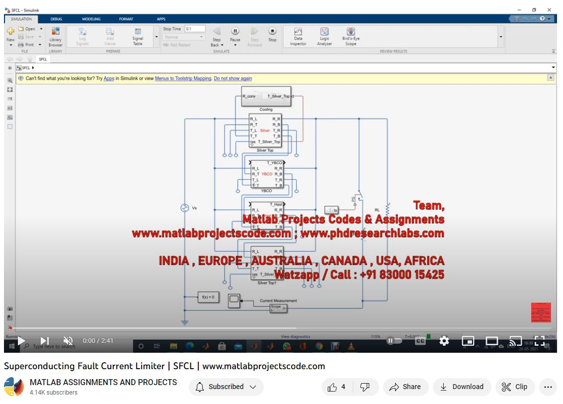 Superconducting Fault Current Limiter _ Sfcl project simulation thumbnail for Electrical Engineering
