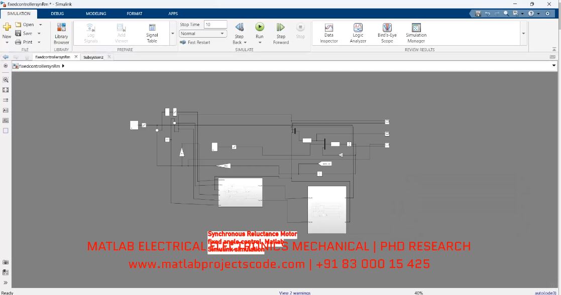 Synchronous Reluctance Motor Fixed Angle Control Matlab Simulink Simulation project simulation thumbnail for Mechanical, EV and Mechatronics Engineering