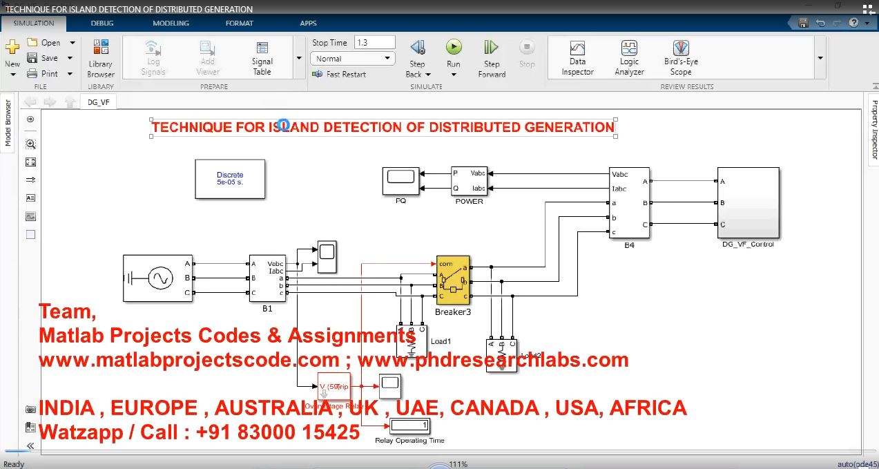 Technique For Island Detection Of Distributed Generation project simulation thumbnail for Signal Processing and AI Engineering