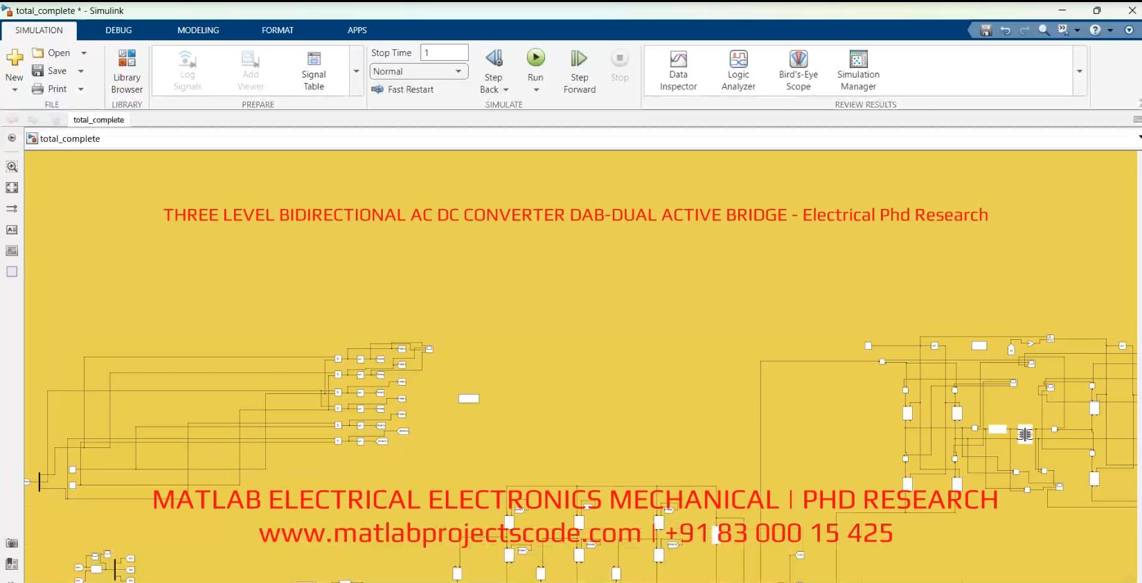 Three Level Bidirectional Ac Dc Converter Dab-Dual Active Bridge - Electrical Phd Research project simulation thumbnail for Power Electronics Engineering