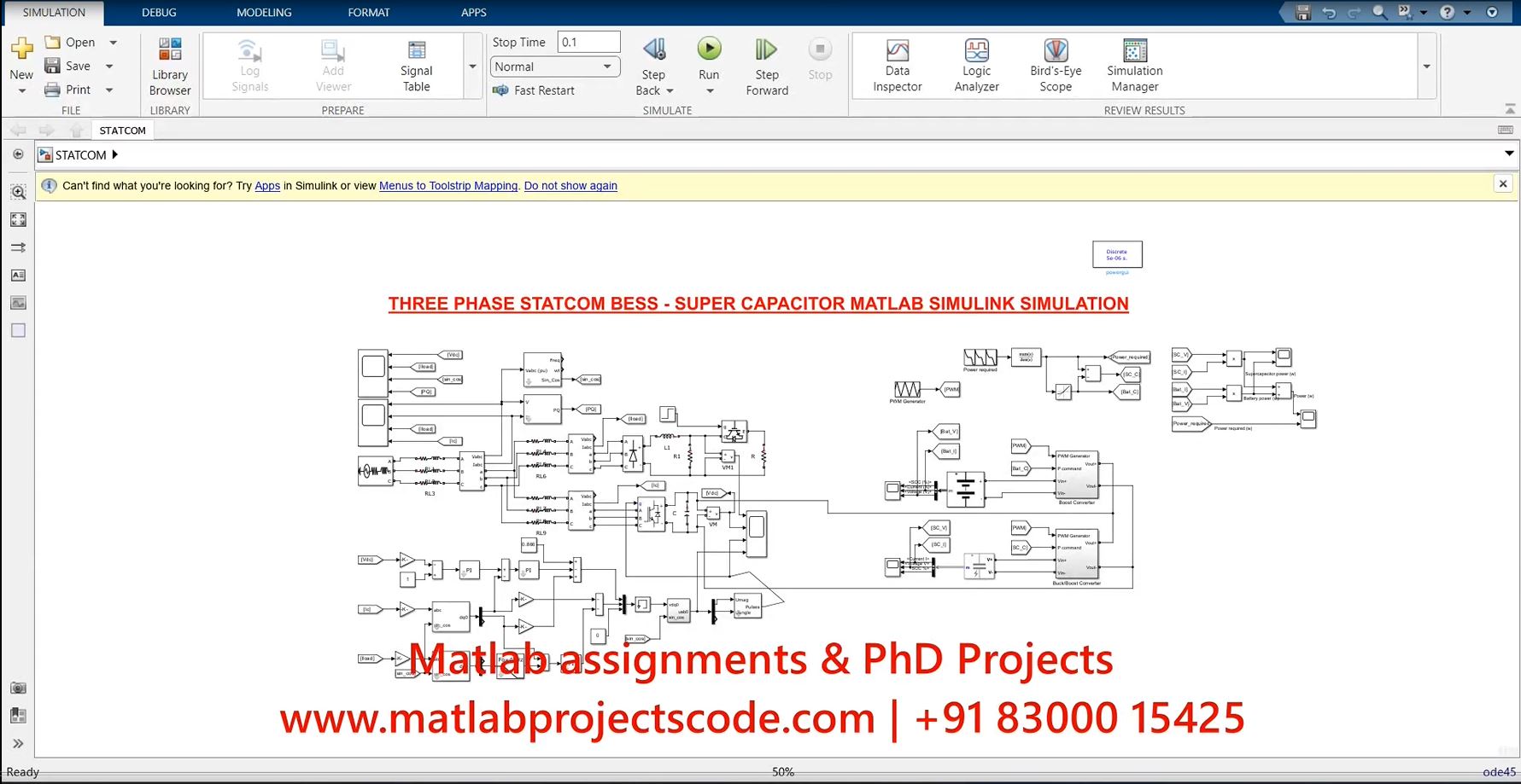 Three Phase Statcom Bess - Super Capacitor - Electrical Simulation project simulation thumbnail for Electrical Engineering