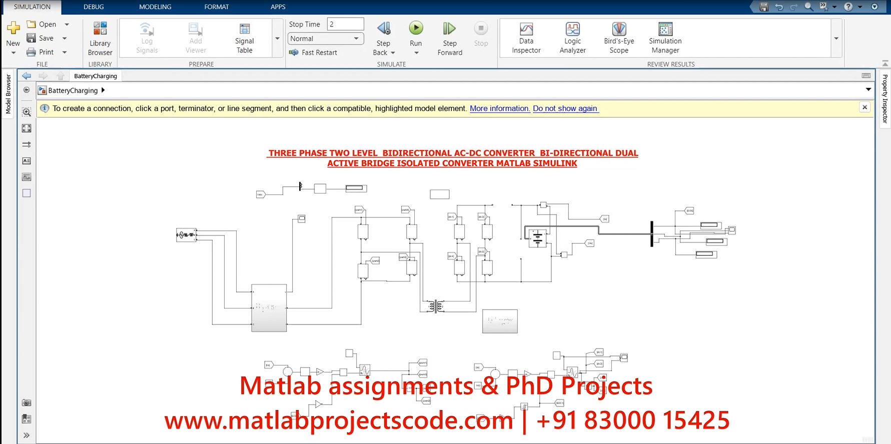 Three Phase Two Level Bidirectional Ac-Dc Converter Bi-Directional Dual Active Bridge Isolated Converter Electrical Simulation project simulation thumbnail for Power Electronics Engineering
