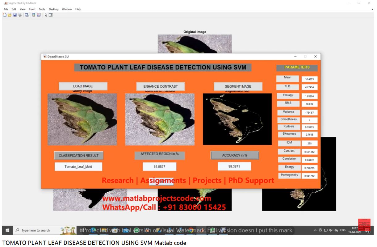 Tomato Plant Leaf Disease Detection Using Svm Matlab Code project simulation thumbnail for Signal Processing and AI Engineering