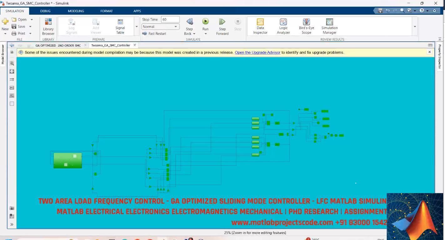 Two Area Load Frequency Control - Ga Optimized Sliding Mode Controller - Lfc Matlab Simulink project simulation thumbnail for Control Systems Engineering