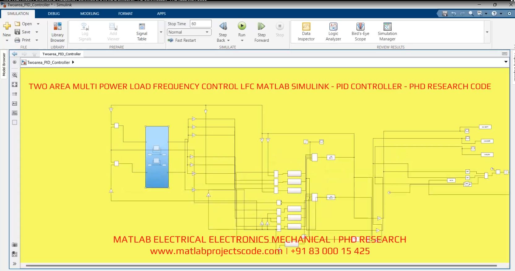 Two Area Multi Power Load Frequency Control Lfc Matlab Simulink - Pid Controller - Phd Research Code project simulation thumbnail for Renewable Energy Engineering