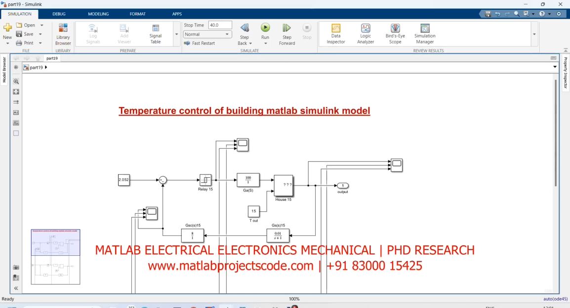 Temperature Control Of Building - Phd Research - Matlab Simulink Simulation project simulation thumbnail for Control Systems Engineering