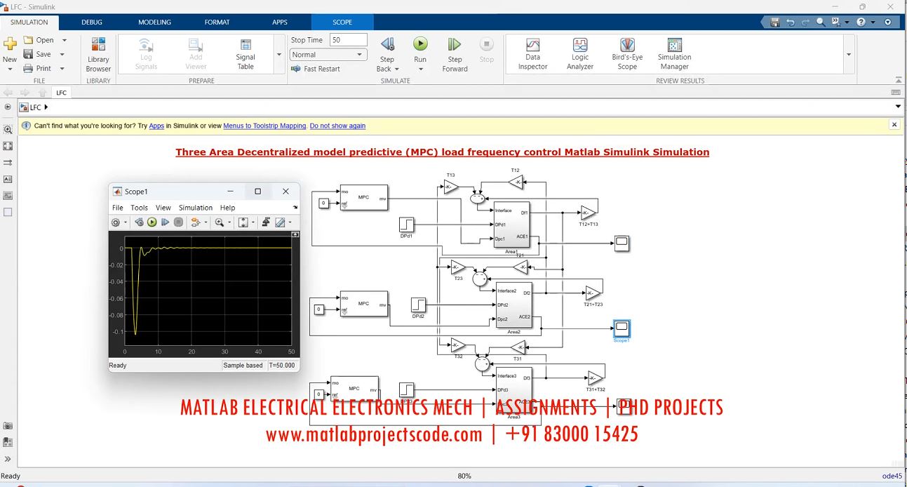 Three Area Decentralized Model Predictive Mpc Load Frequency Control Matlab Simulink Simulation-Electrical project thumbnail image