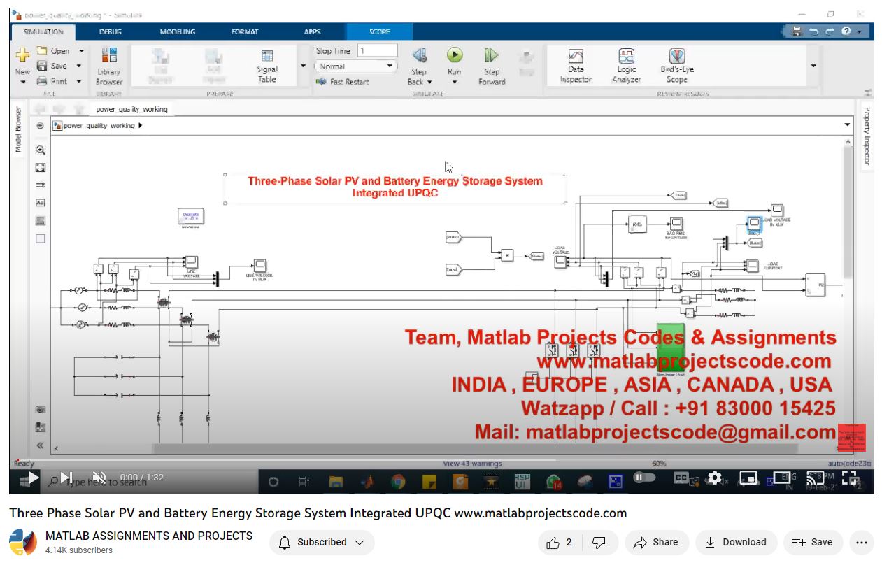 Three Phase Solar Pv And Battery Energy Storage System Integrated Upqc project simulation thumbnail for Renewable Energy Engineering