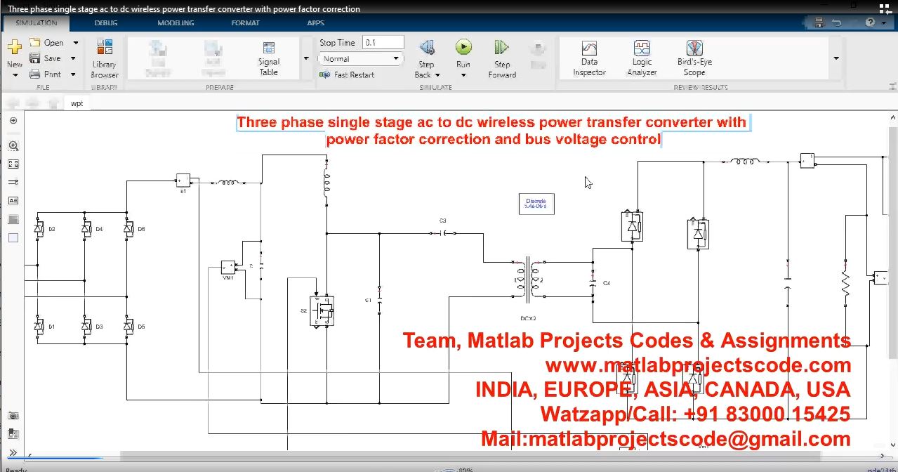 Three Phase Single Stage Ac To Dc Wireless Power Transfer Converter With Power Factor Correction project simulation thumbnail for Renewable Energy Engineering