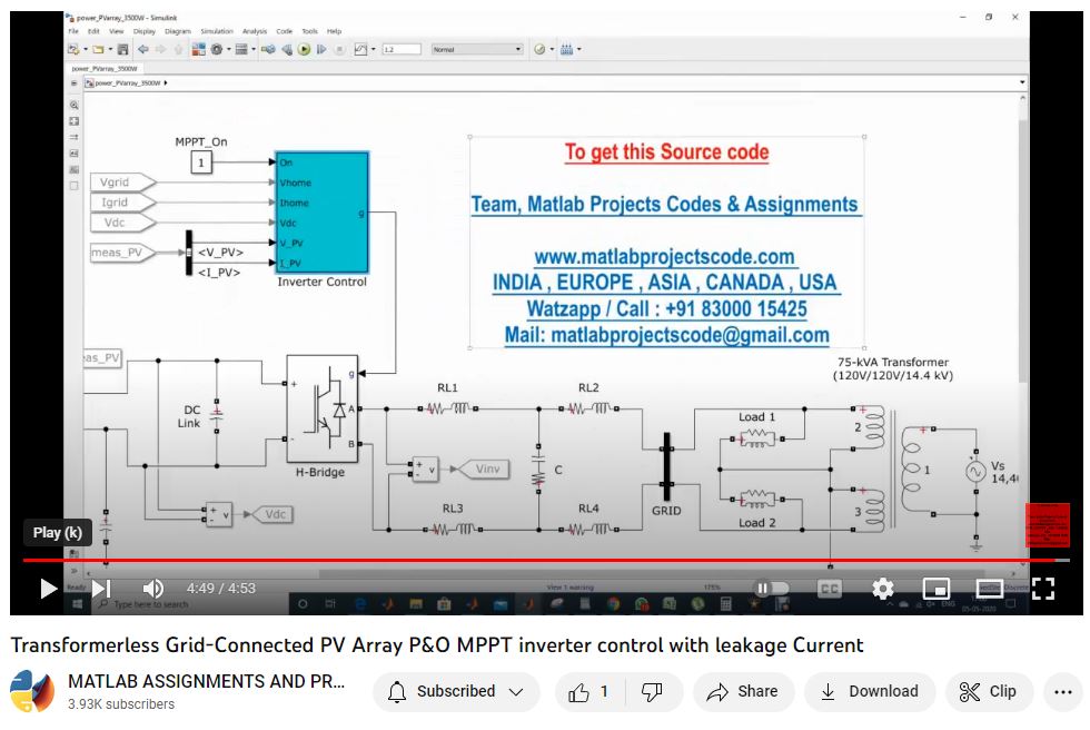 Transformerless Grid-Connected Pv Array P O Mppt Inverter Control With Leakage Current project thumbnail image