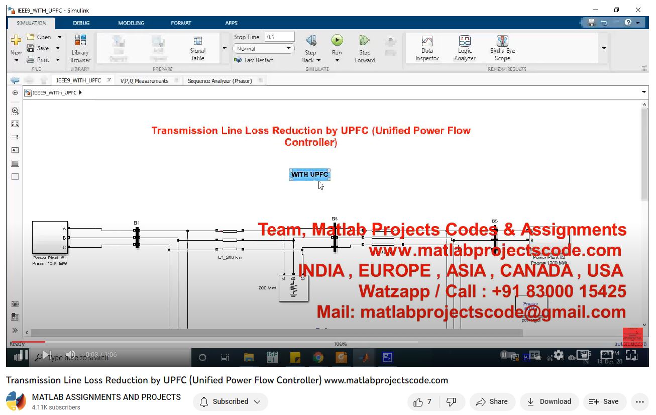 Transmission Line Loss Reduction By Upfc Unified Power Flow Controller -Matlab Simulink-Electrical Assignments-Projects-Phd Research project thumbnail image