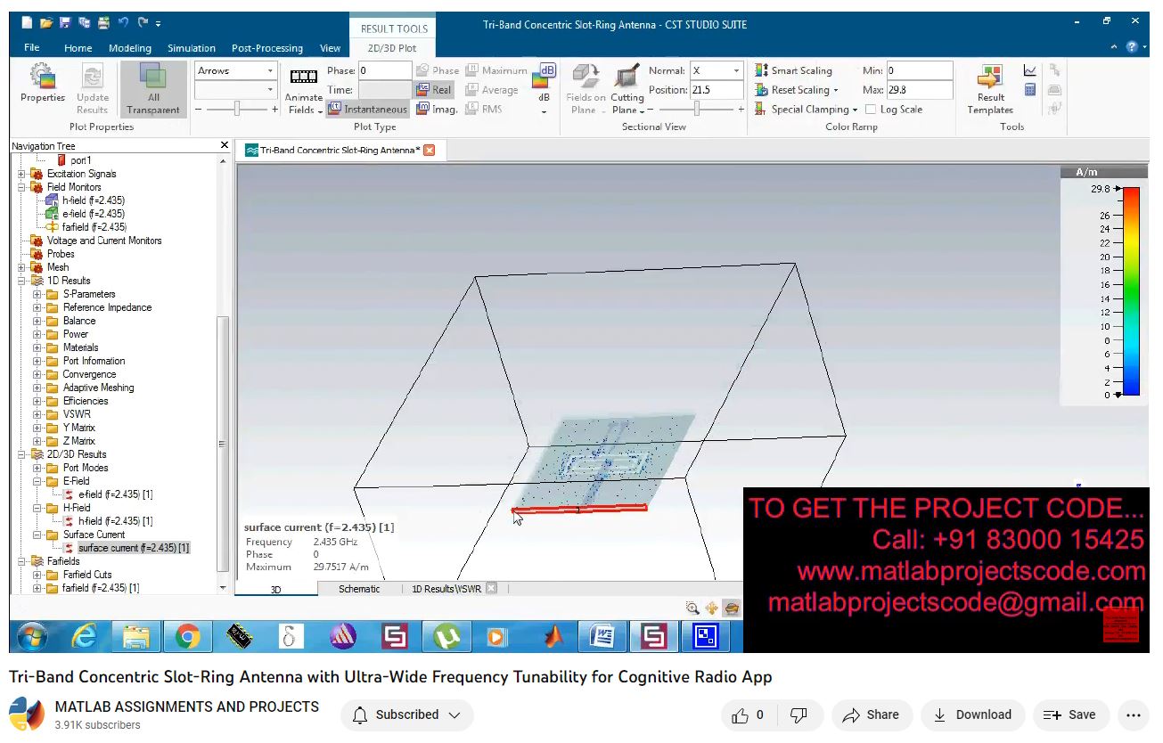Tri-Band Concentric Slot-Ring Antenna With Ultra-Wide Frequency Tunability For Cognitive Radio App project simulation thumbnail for Electromagnetics and RF Engineering