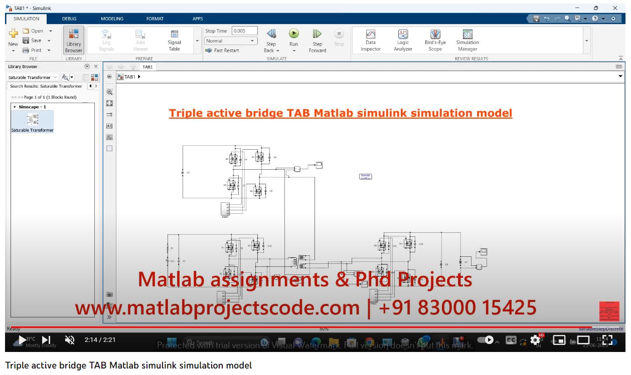 Triple Active Bridge Tab Matlab Simulink Simulation project simulation thumbnail for Electrical Engineering