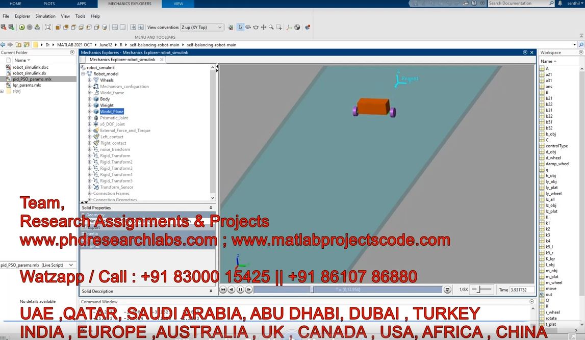 Two Wheel Self Balancing Robot In Simscape Model With Pso Based Self Tuned Pid Controller _ Pso Pid project simulation thumbnail for Mechanical, EV and Mechatronics Engineering