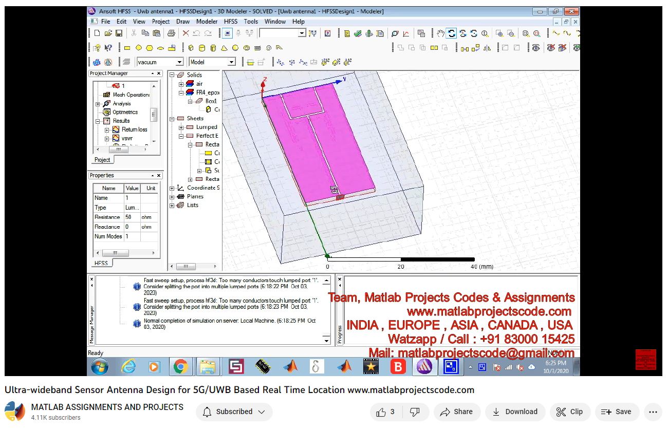 Ultra-Wideband Sensor Antenna Design For 5G_Uwb Based Real Time Location-Matlab Simulink-Electrical Assignments-Projects-Phd Research project simulation thumbnail for Electromagnetics and RF Engineering