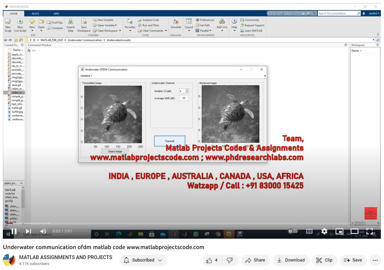 Underwater Communication Ofdm Matlab Code-Matlab Simulink-Electrical Assignments-Projects-Phd Research project simulation thumbnail for Signal Processing and AI Engineering