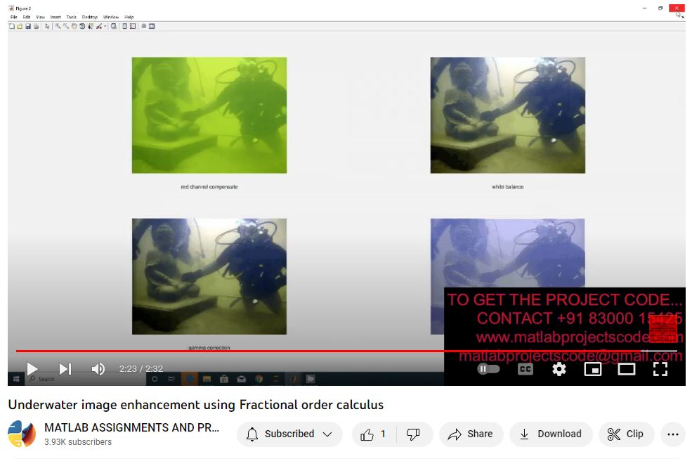 Underwater Image Enhancement Using Fractional Order Calculus project simulation thumbnail for Signal Processing and AI Engineering