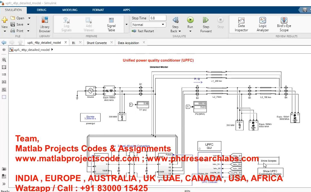 Unified Power Quality Conditioner Upfc project simulation thumbnail for Renewable Energy Engineering